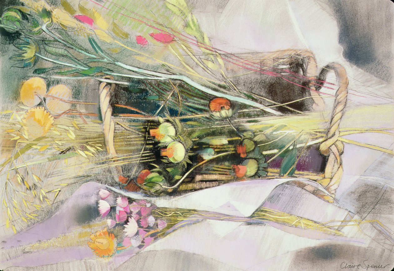 Korg med torkade blommor ( av Claire Spencer