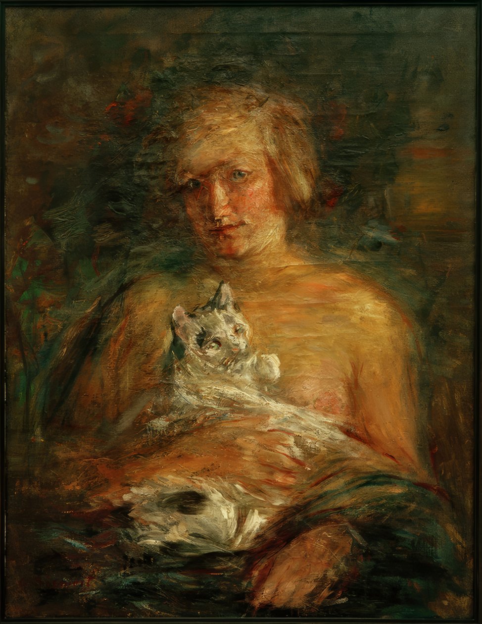 Flicka med katt av Clara Siewert