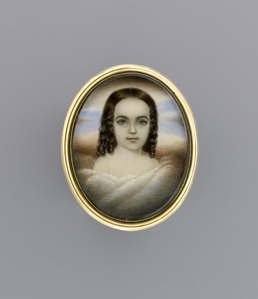 Portrait of a Girl, ca 1852 (akvarell på elfenben) av Clarissa Peters