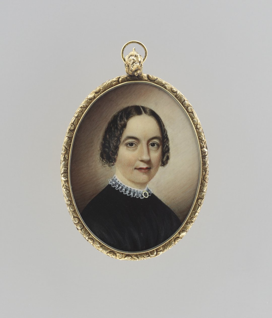 Portrait of a Woman, ca 1845 (akvarell på elfenben, förgylld och glas) av Clarissa Peters