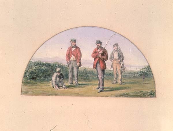 Oljestudie för framsidan av R. Clarks "Golf - A Royal & Ancient Game" av Clark Stanton
