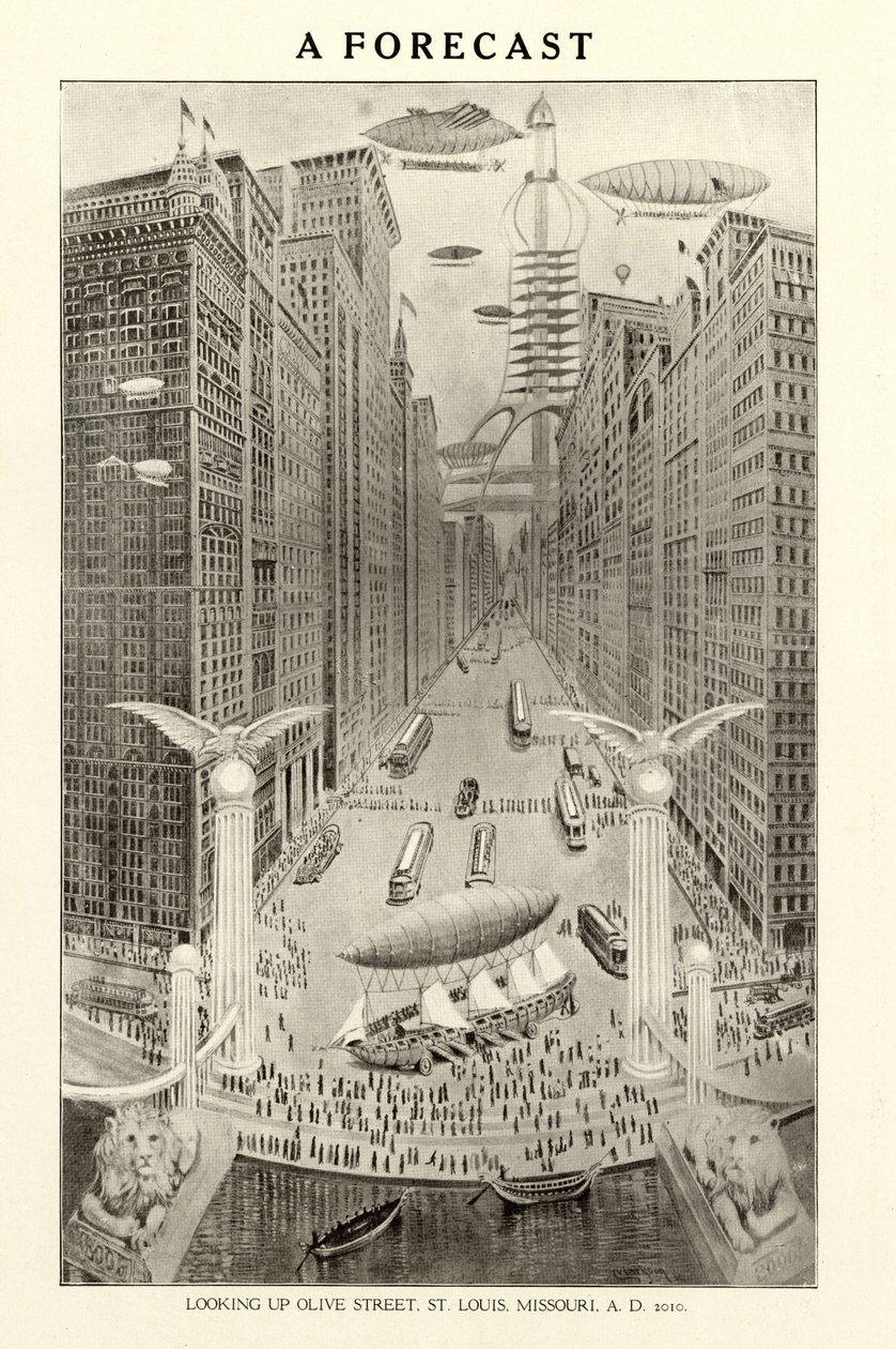 A Forecast - Looking Up Olive Street, St. Louis, Missouri, in the Year 2010. av Clarkson