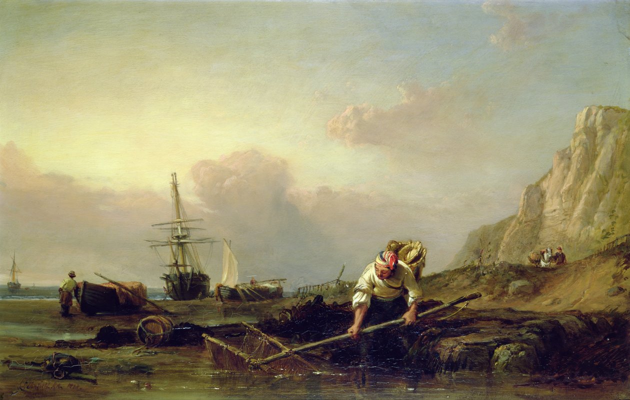 Shrimping 88;denna målning har ett otydligt datum; av Clarkson Frederick Stanfield