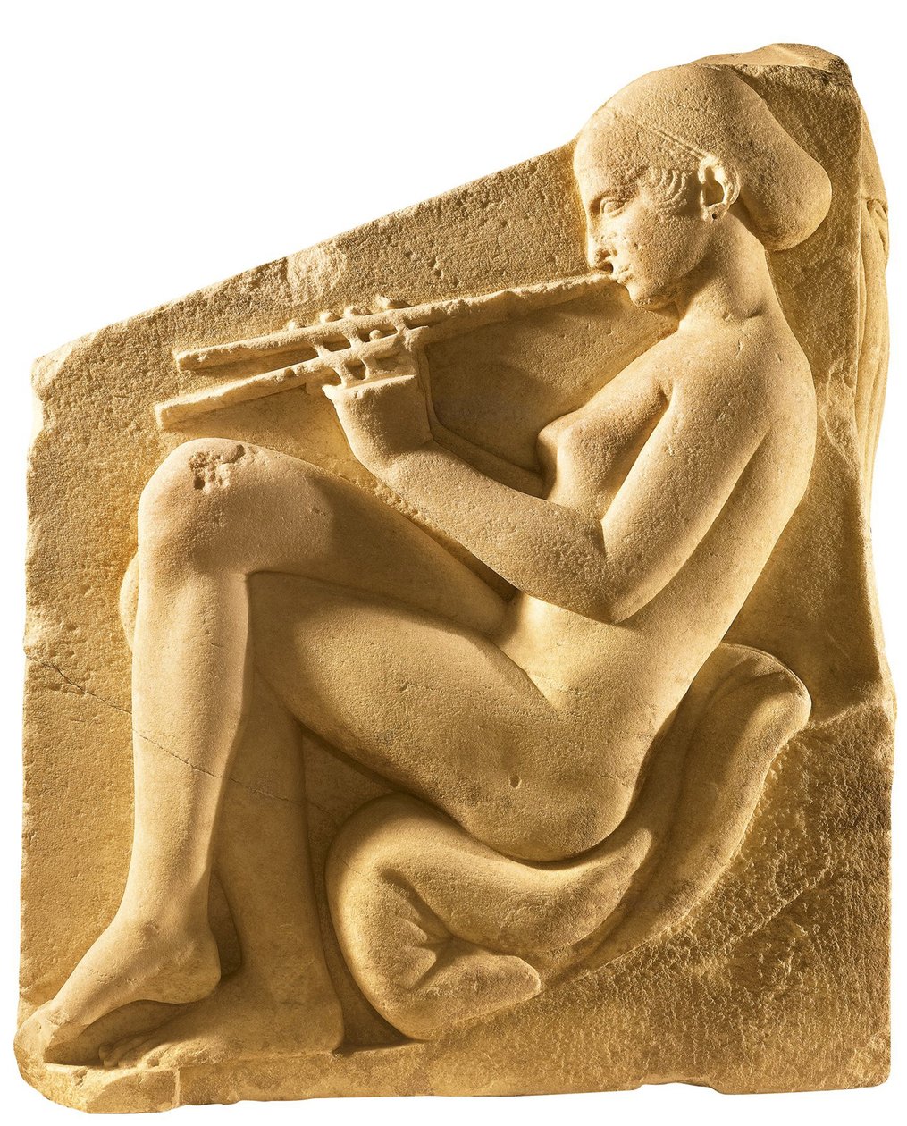 En aulos-spelare. Afrodites altare, så kallad Ludovisi-tron, vänster panel, ca 430 f.Kr. av Classical Antiquities