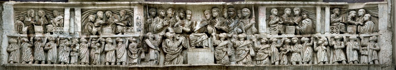 Constantine delar ut pengar till folket Liberalitas. Detalj av Konstantins båge, 312-3 av Classical Antiquities