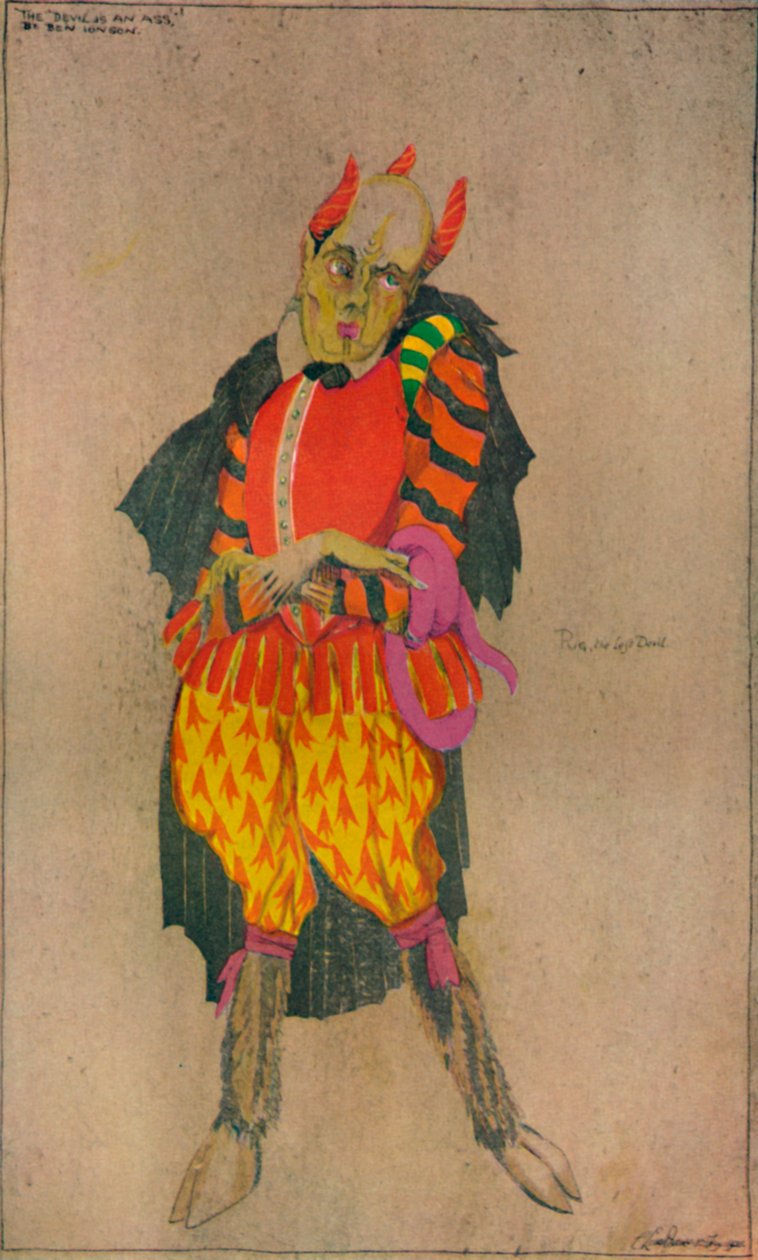 Design för kostym i Ben Jonsons The Devil is an Ass, c1927 av Claud Lovat Fraser