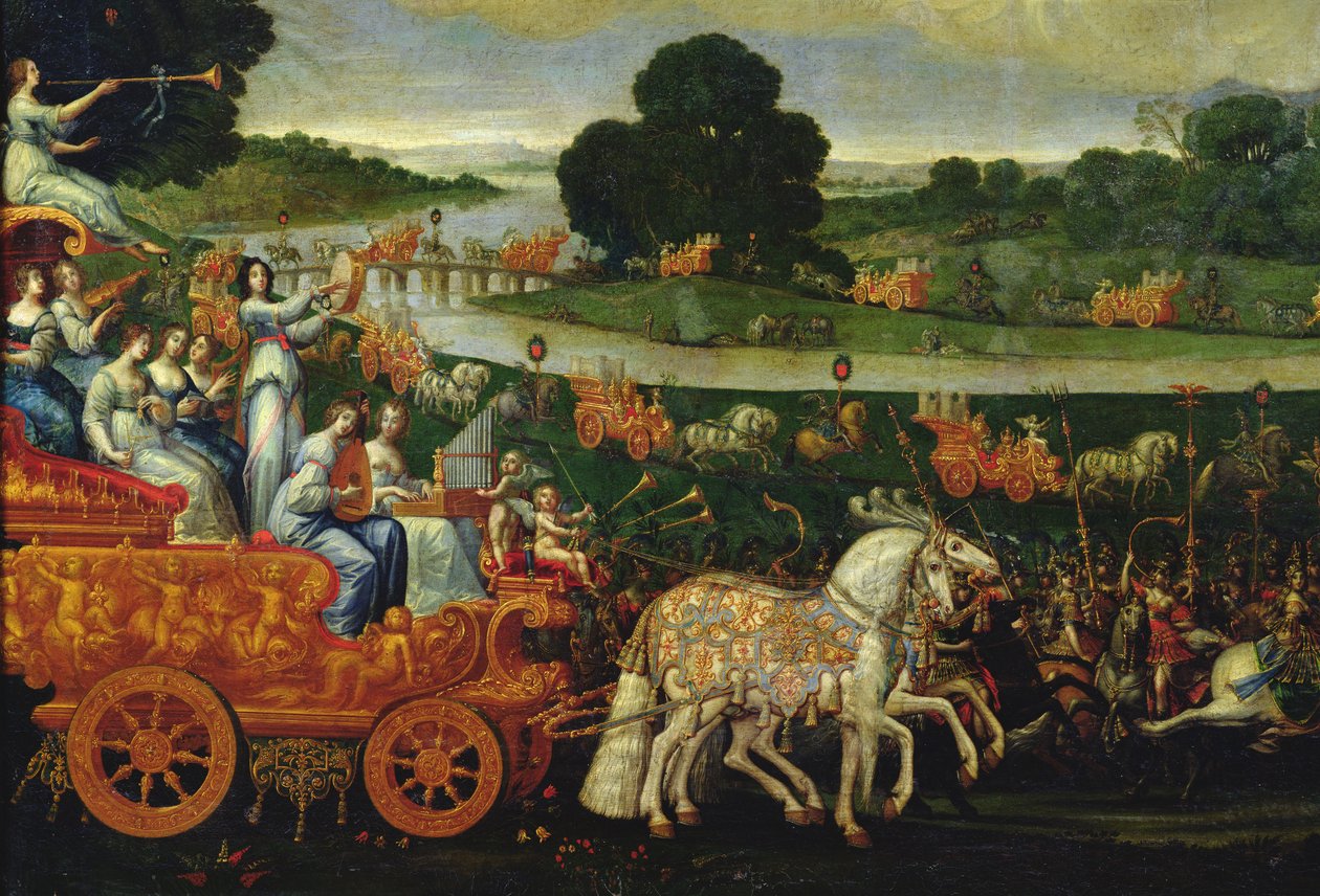 Jord, detalj av den vänstra vagnen med nio musor, c.1640-41 av Claude Deruet