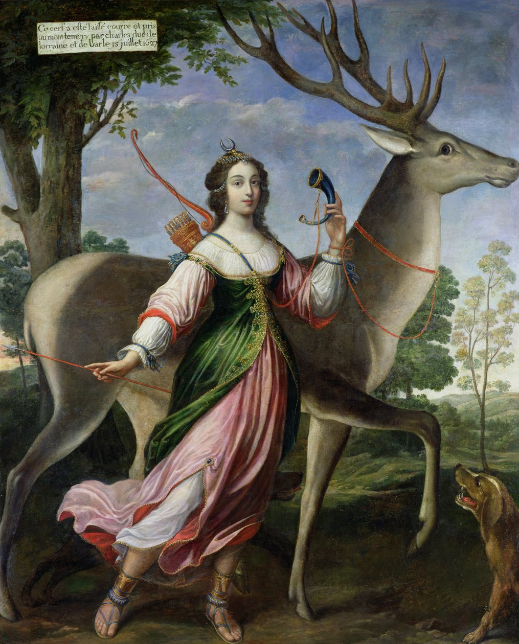 Marie de Rohan-Montbazon (1600-79) hertiginna av Chevreuse som jägaren Diana av Claude Deruet