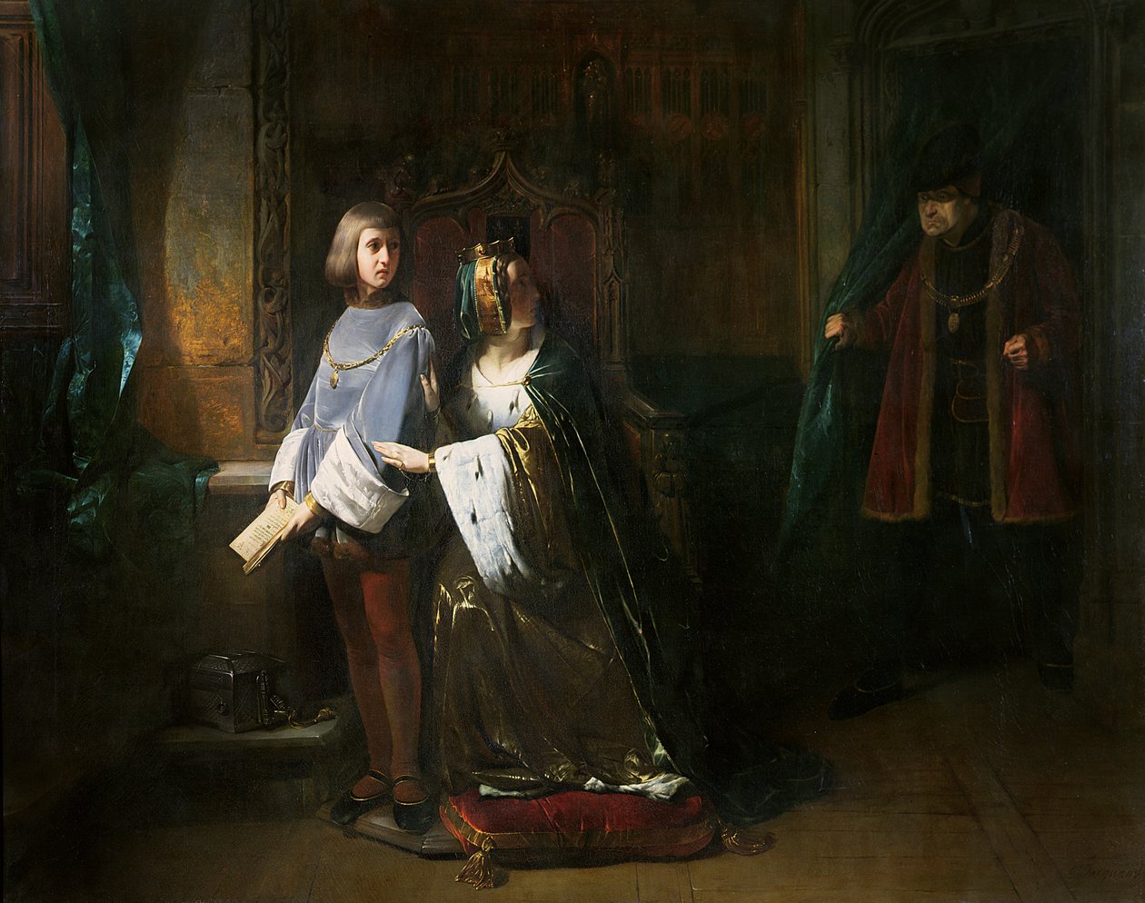 Ludvig XI av Frankrike överraskade drottningen som instruerade Dauphinen i strid med hans vilja av Claude Jacquand