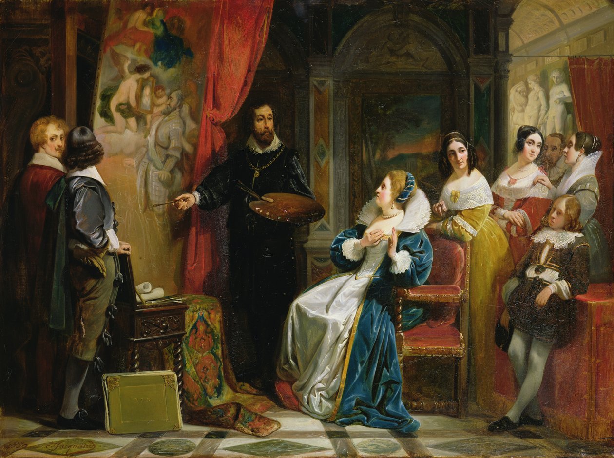 Marie de Medici (1573-1642) På besök i Rubens ateljé, 1839 av Claude Jacquand