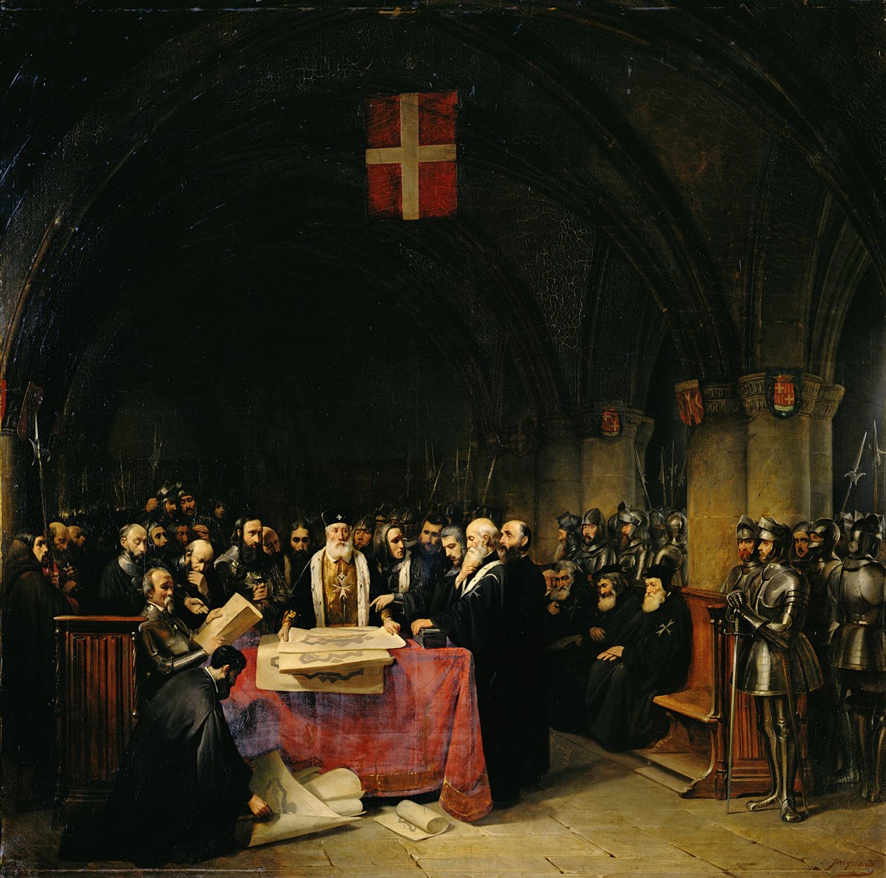 Kapitlet av Johannesorden av Jerusalem hölls på Rhodos 1524, 1839 av Claude Jacquand