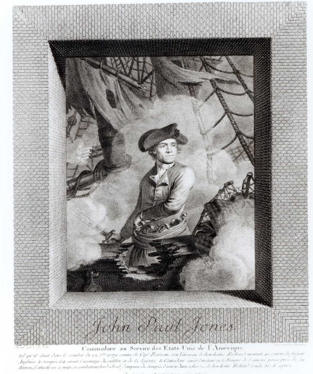 John Paul Jones, Commodore i USA:s tjänst, graverad av Carl Guttenberg (1743-90) av Claude Jacques Notte