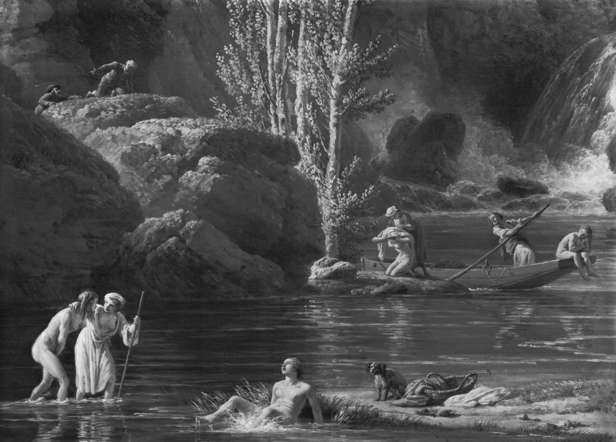 Morning, The Bathers, vänstra detalj, 1772 (se även 414961-62) av Claude Joseph Vernet