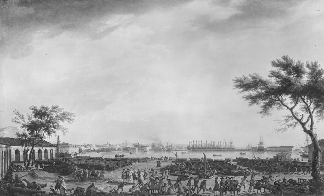 New Port and Arsenal of Toulon, sett från artilleridepån, 1755 av Claude Joseph Vernet