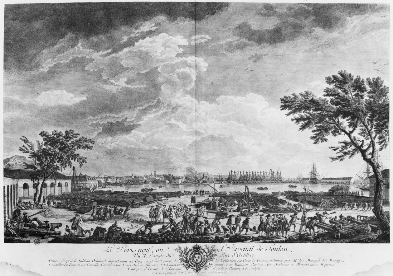 New Port and Arsenal of Toulon, sett från artilleridepån, serie av 