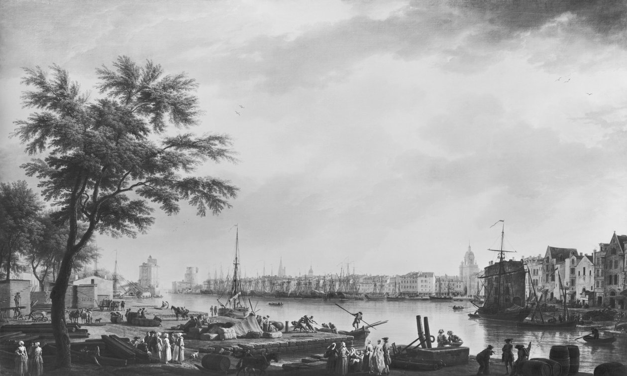 Hamnen i La Rochelle, sett från den lilla stranden, 1762 av Claude Joseph Vernet