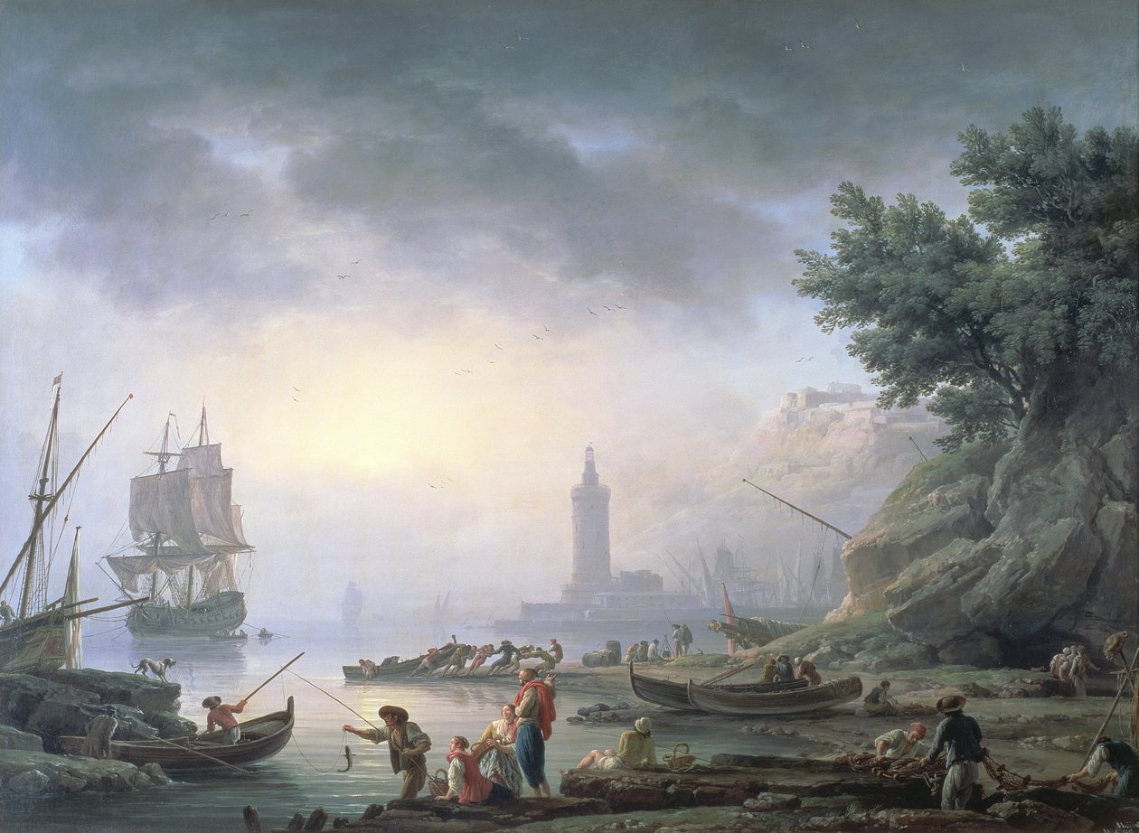 Havshamnen i gryningen, 1751 av Claude Joseph Vernet