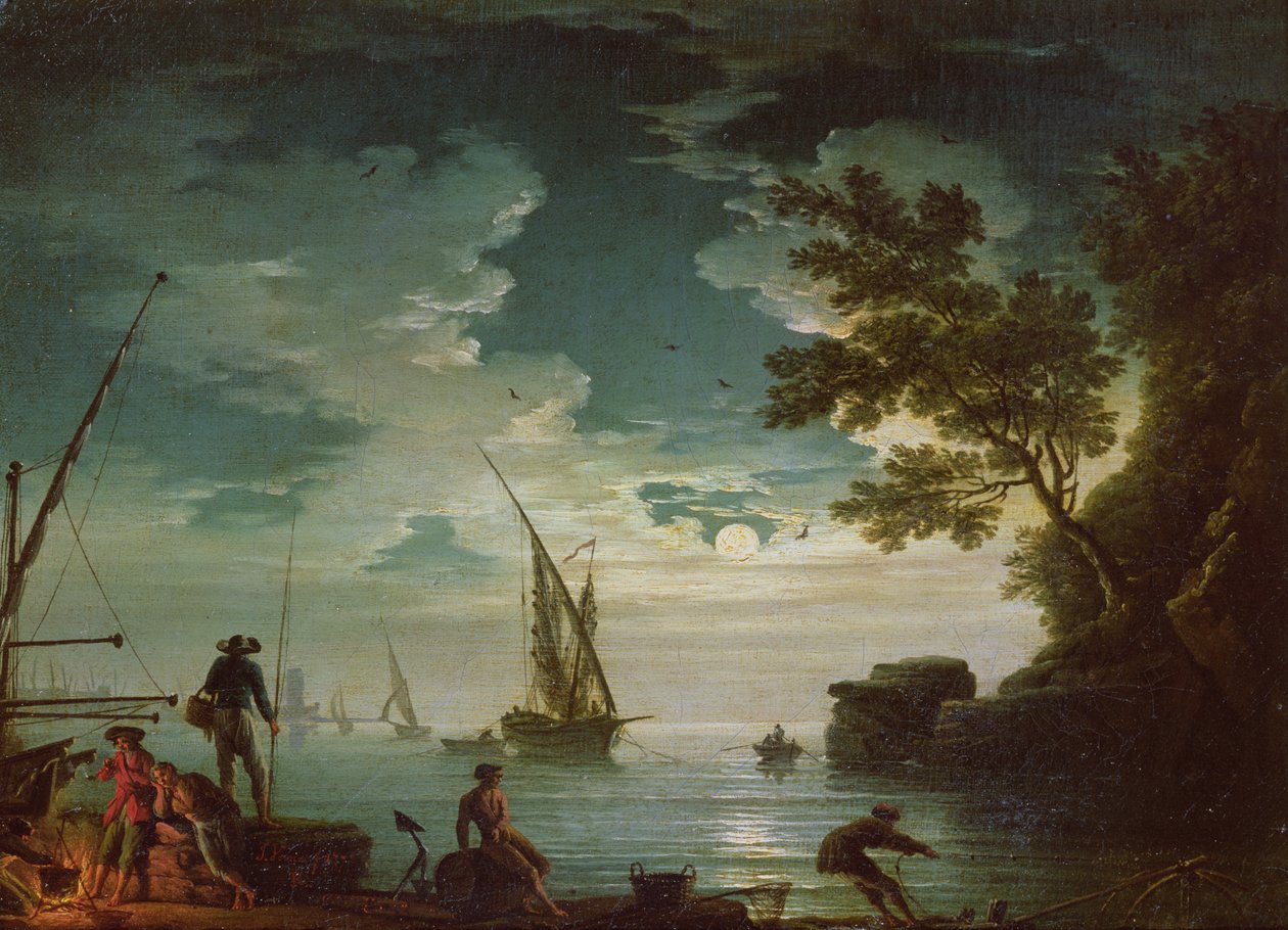 Havslandskap, månsken, 1772 av Claude Joseph Vernet
