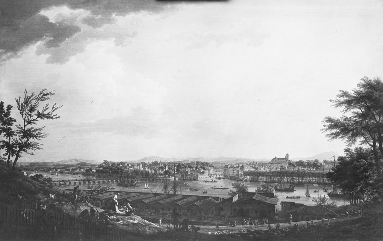Utsikt över Bayonne sett från halvvägs ner i citadellet, 1761 av Claude Joseph Vernet