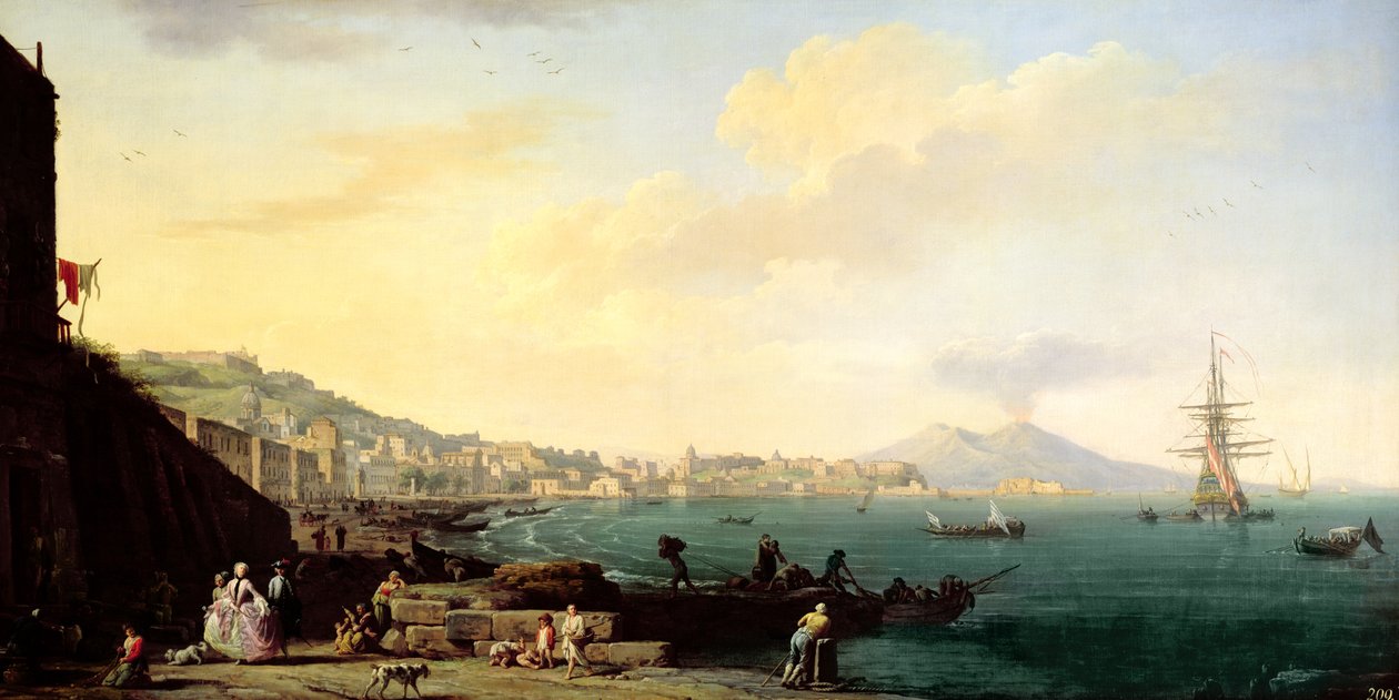 Utsikt över Neapel med Vesuvius i bakgrunden (par 71567) av Claude Joseph Vernet