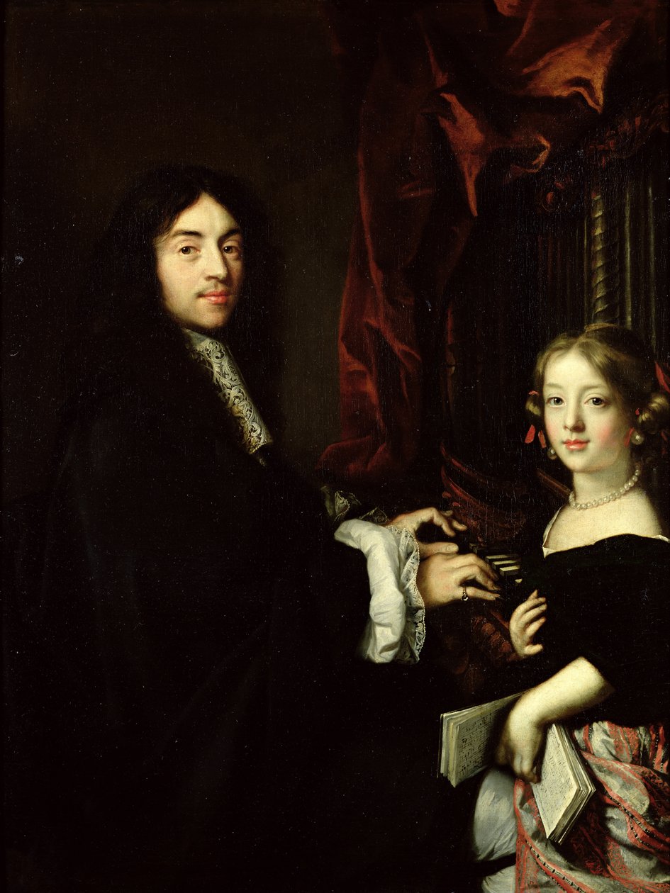 Porträtt av Charles Couperin (1638-79) och konstnärens dotter, 1665-79 av Claude Lefebvre