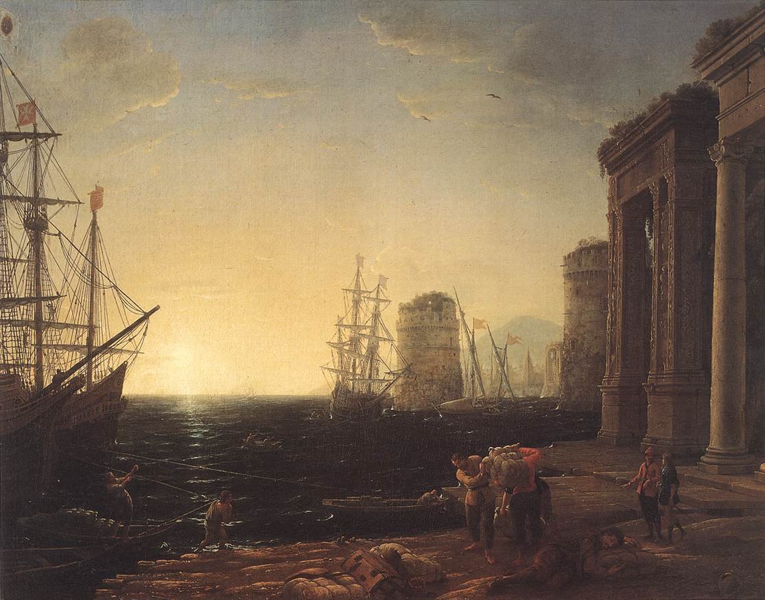 Harbour Scene at Sunset av Claude Lorrain