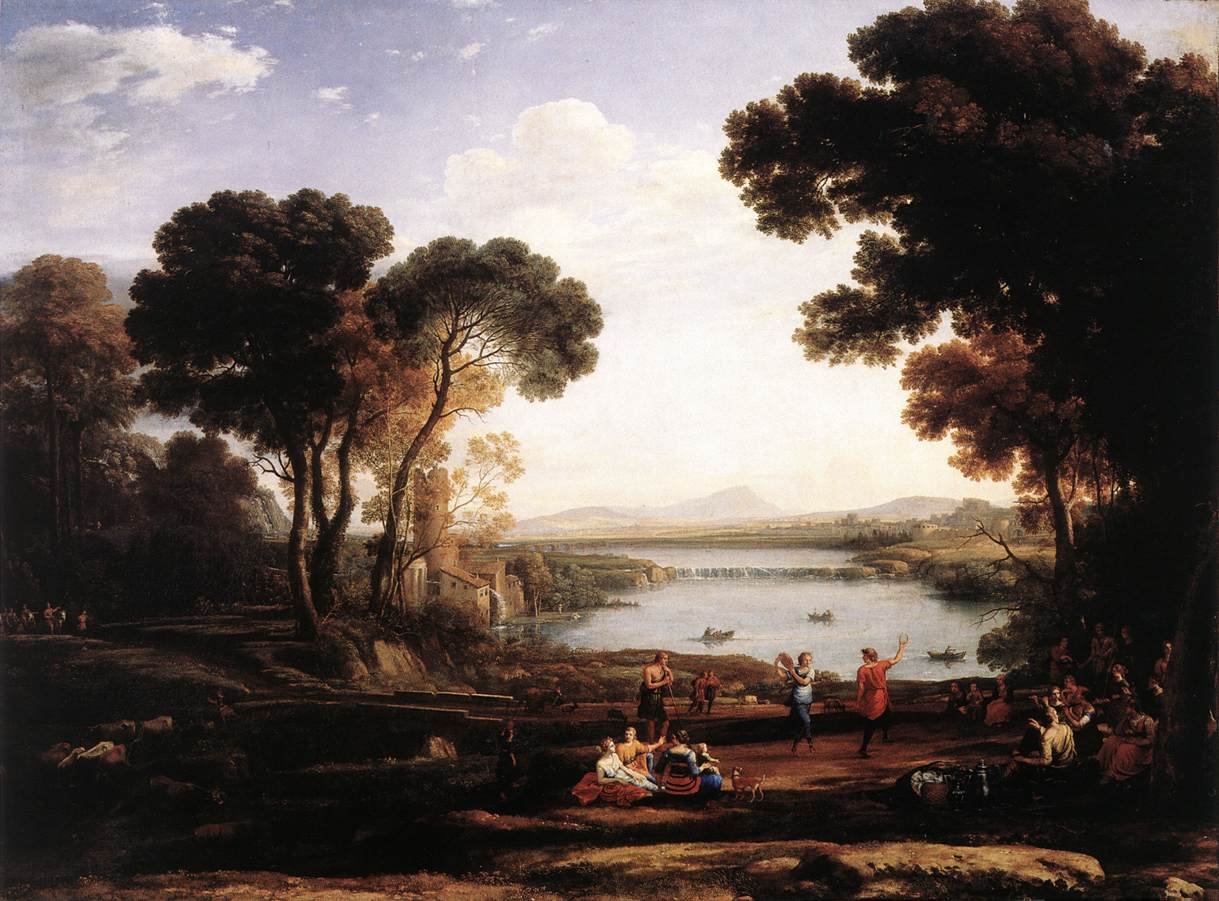 Landscape with Dancing Figures (The Mill) av Claude Lorrain