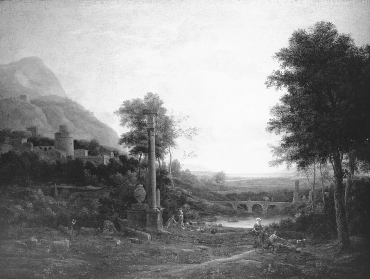 Landscape with a Column and Figures av Claude Lorrain