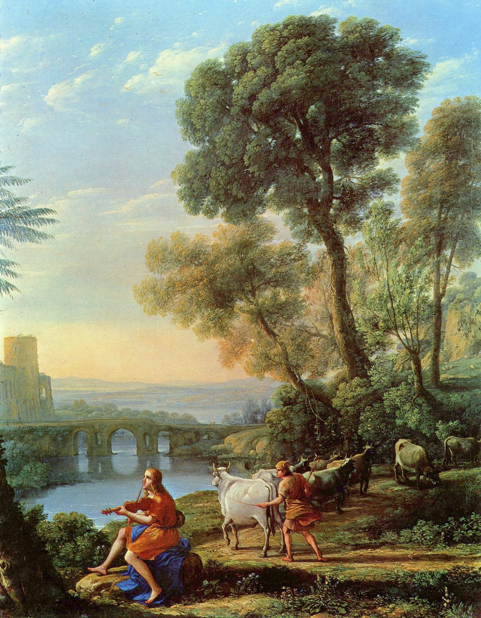 Landschaft mit Apollo und Merkur av Claude Lorrain