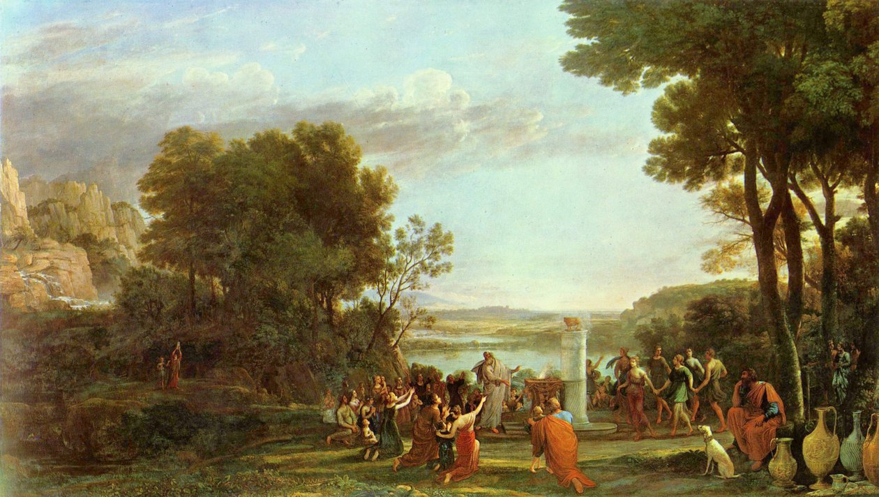 Landschaft mit der Anbetung des goldenen Kalbes av Claude Lorrain