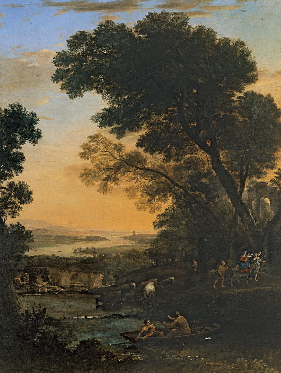 Paysage idyllique avec la fuite en Égypte av Claude Lorrain
