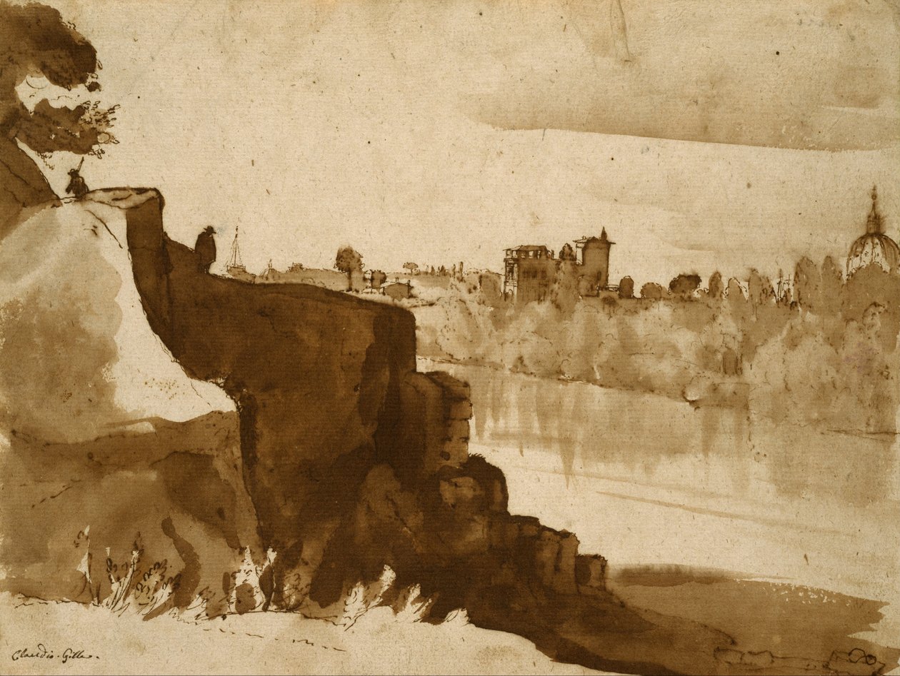 Utsikt över Tibern i Rom av Claude Lorrain