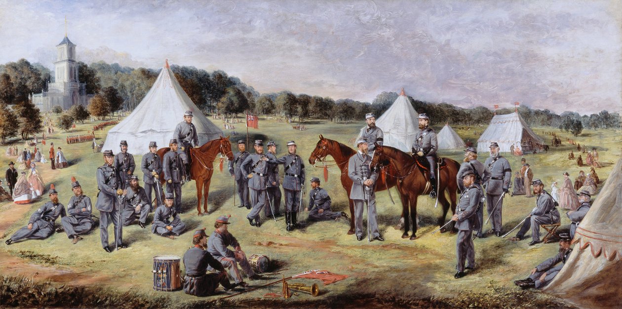 Den 1:a administrativa bataljonen av Norfolk Volunteers vid Gunton Park, 1864 av Claude Lorraine R.W Nursey