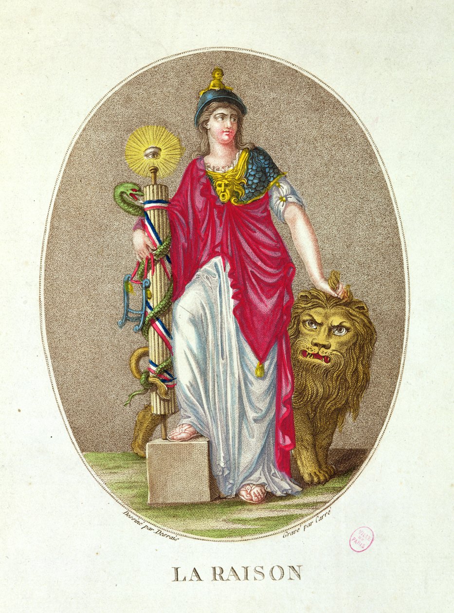 Reason, graverad av Carre, 1793 av Claude Louis Desrais