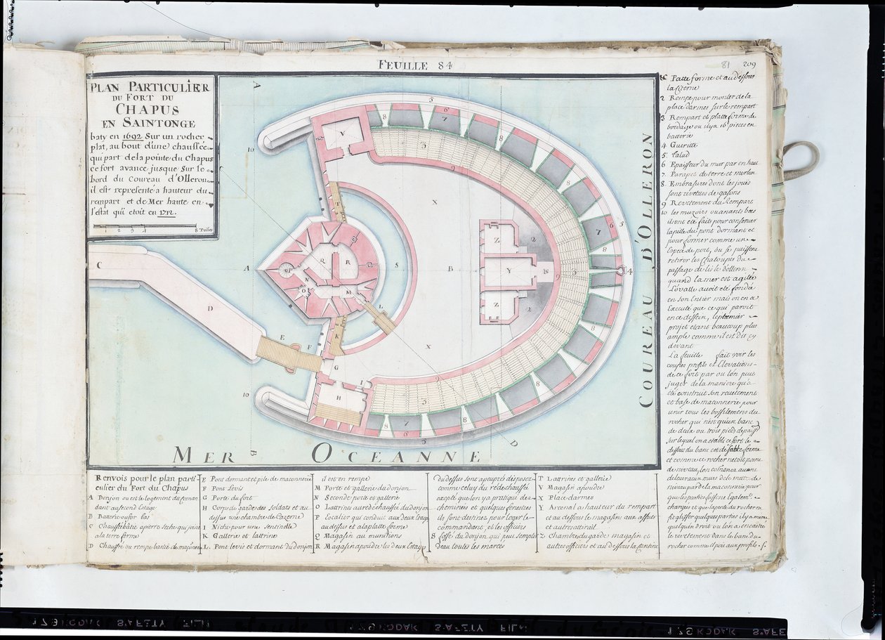 Atlas 131 F fol.84 Plan över Chapus-fästningen, från "Traite de Fortifications". av Claude Masse