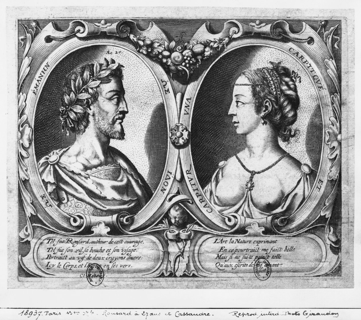 Pierre de Ronsard, 27 år och Cassandre Salviati av Claude Mellan