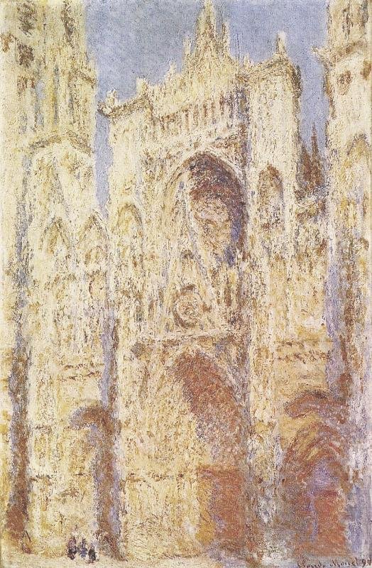  La Cathedrale de Rouen, Le Portail au SoleilnEnglish: Rouen Cathedral, West Facade, Sunlightn  av Claude Monet