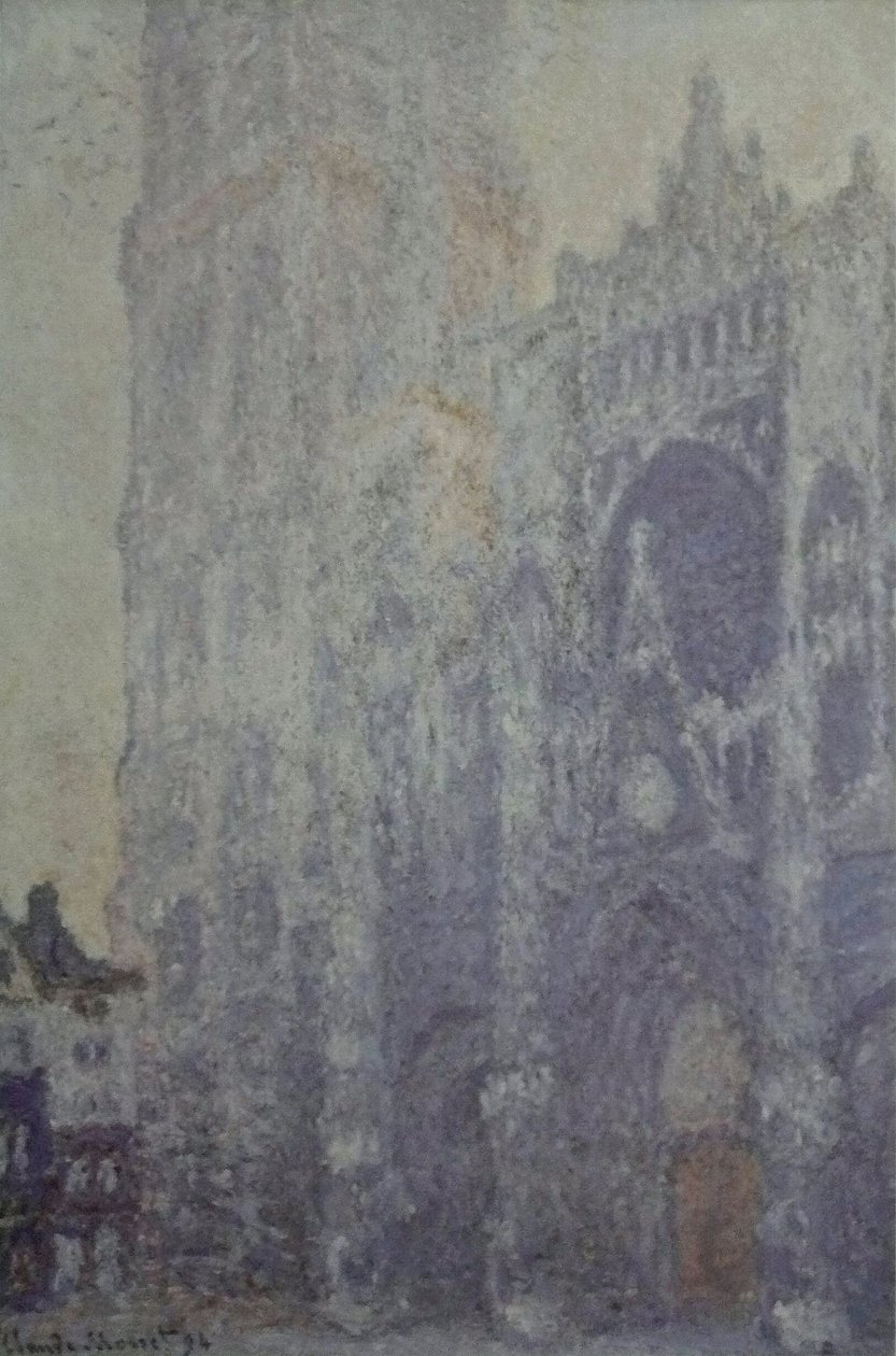  La Cathedrale de Rouen. Le portail et la tour Saint-Romain, effet du matin ; harmonie blanchen  av Claude Monet