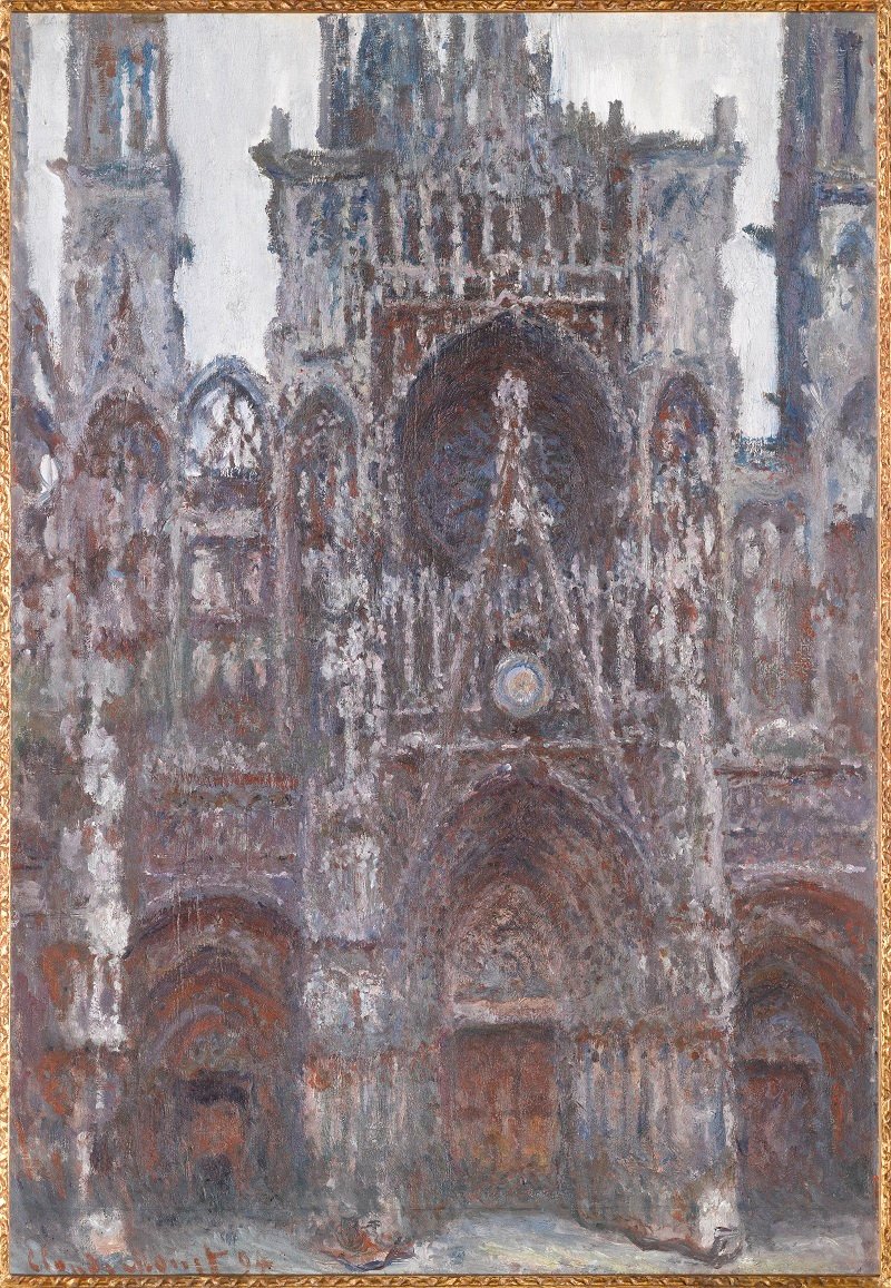  La cathedrale de Rouen. Le portail vu de face, Harmonie brunen  av Claude Monet