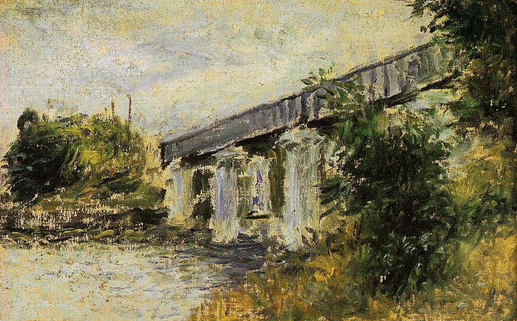  The Railway Bridge at ArgenteuilnFrancais : Le Pont du chemin de fer a ArgenteuilnDeutsch: Die Eisenbahnbrucke von Argenteuiln av Claude Monet