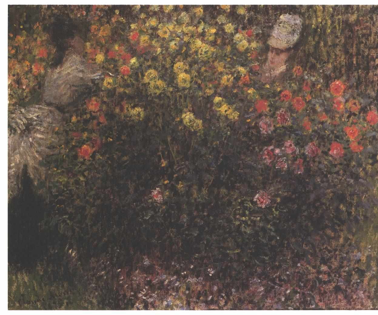  Women between DahliasnDeutsch: Frauen zwischen Dahlienn av Claude Monet