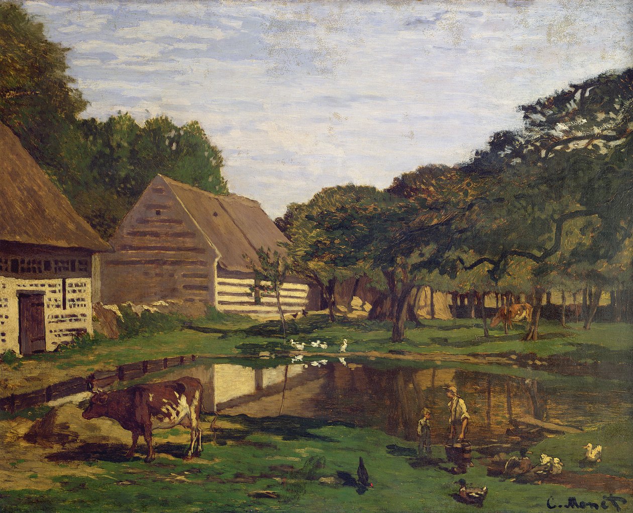 Shamba la shamba huko Normandy, c.1863 swed av Claude Monet