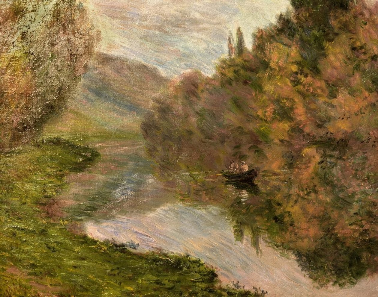 Båt på Seine vid Jeufosse av Claude Monet