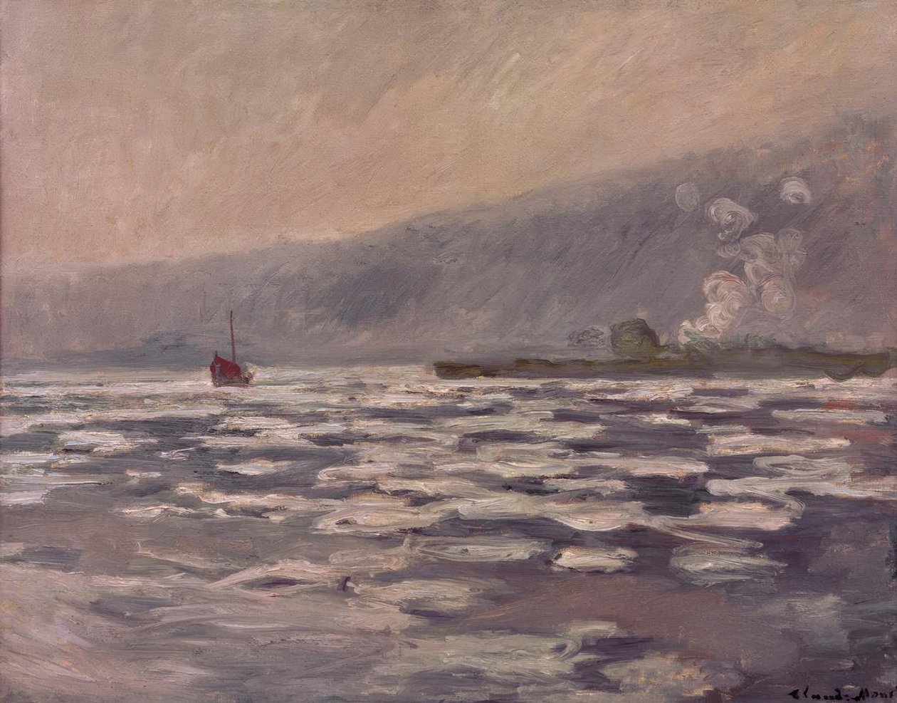 Isflak vid Port-Villez slussen av Claude Monet