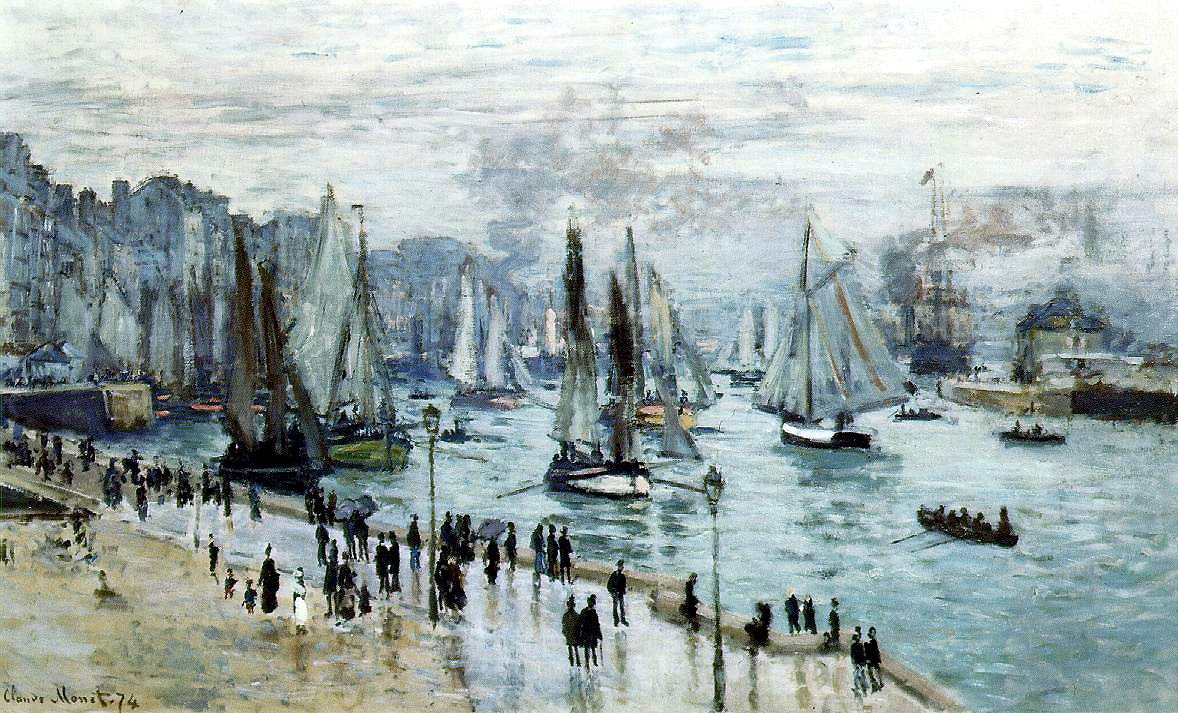Fishing Boats Leaving the Harbor, Le Havre  av Claude Monet