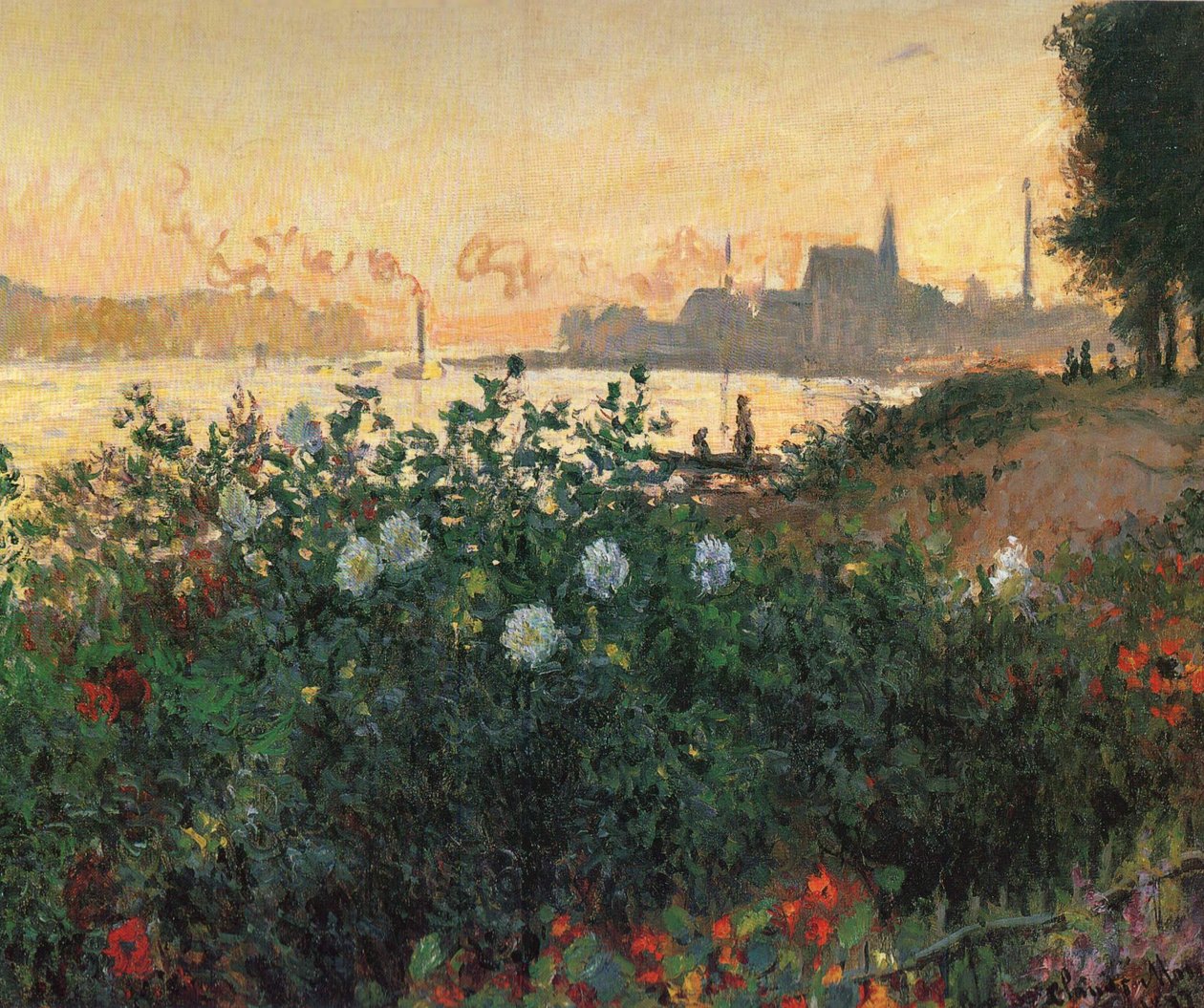 Flowered Riverbank, Argenteuil av Claude Monet
