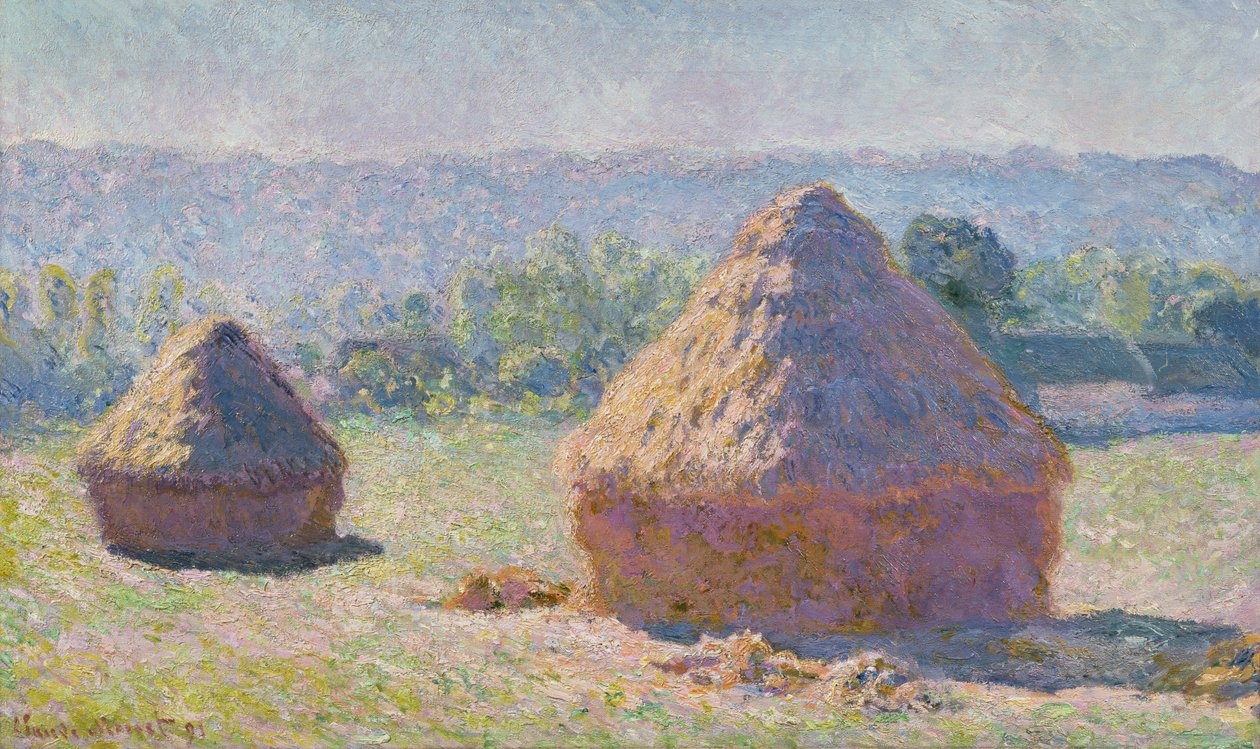 Grainstacks i slutet av sommaren, Morgoneffekt, 1891 av Claude Monet