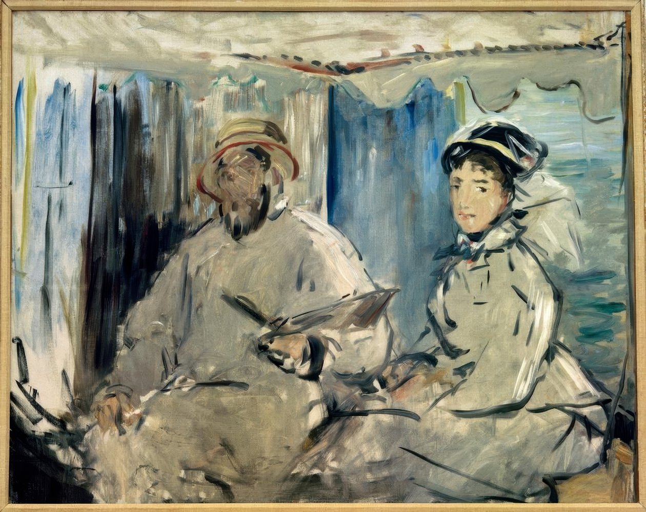 Monet målar i sin ateljé av Claude Monet