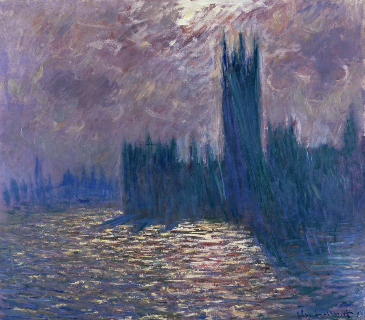 Parlamentet, Reflektioner över Themsen, 1905 av Claude Monet