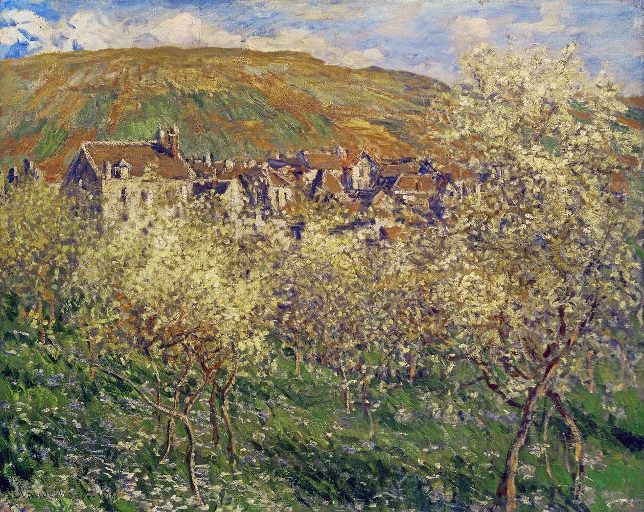 Plommonträd i blom, 1879 av Claude Monet